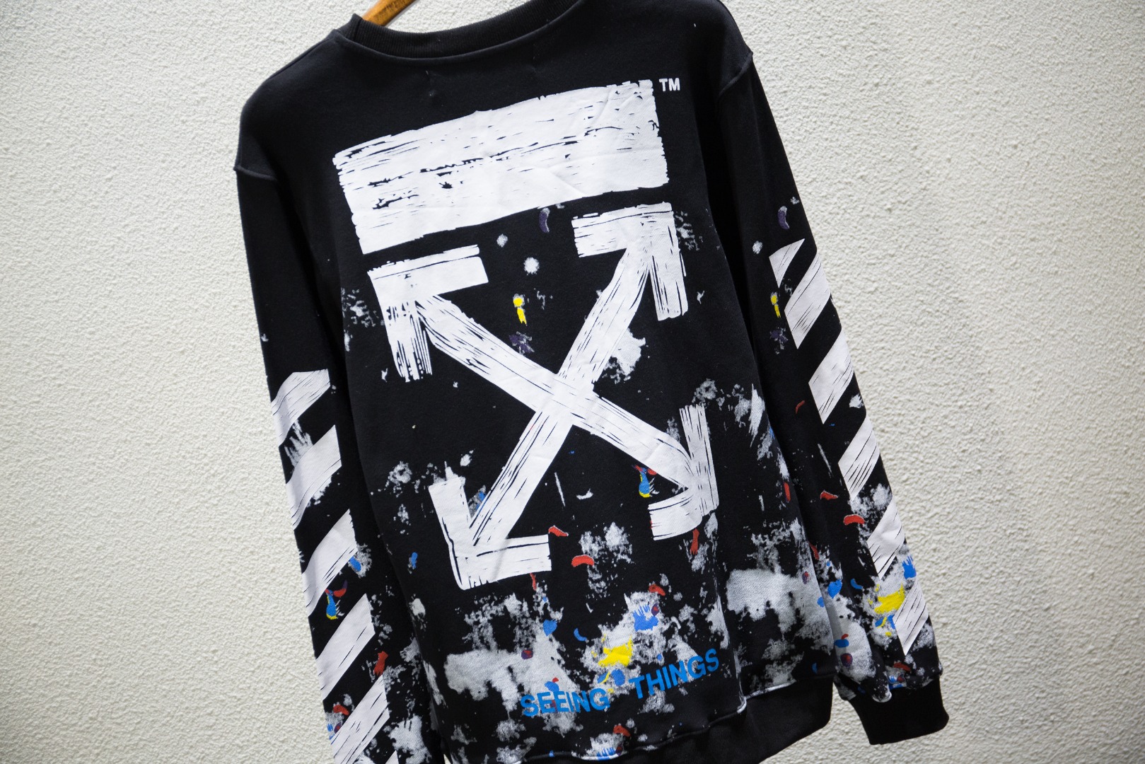 高版本OFF-WHITE 星空烟花泼墨卫衣