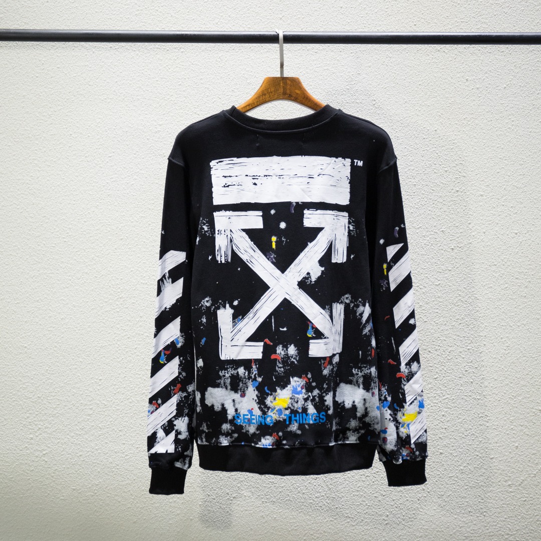 高版本OFF-WHITE 星空烟花泼墨卫衣