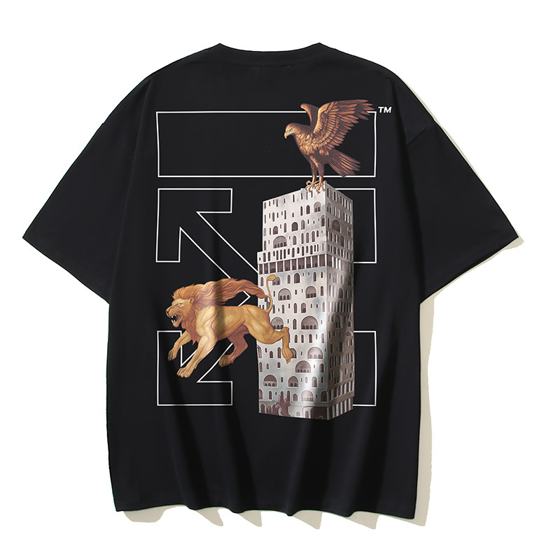 高版本OFF-WHITE 26ss纽约图腾主题短袖T恤