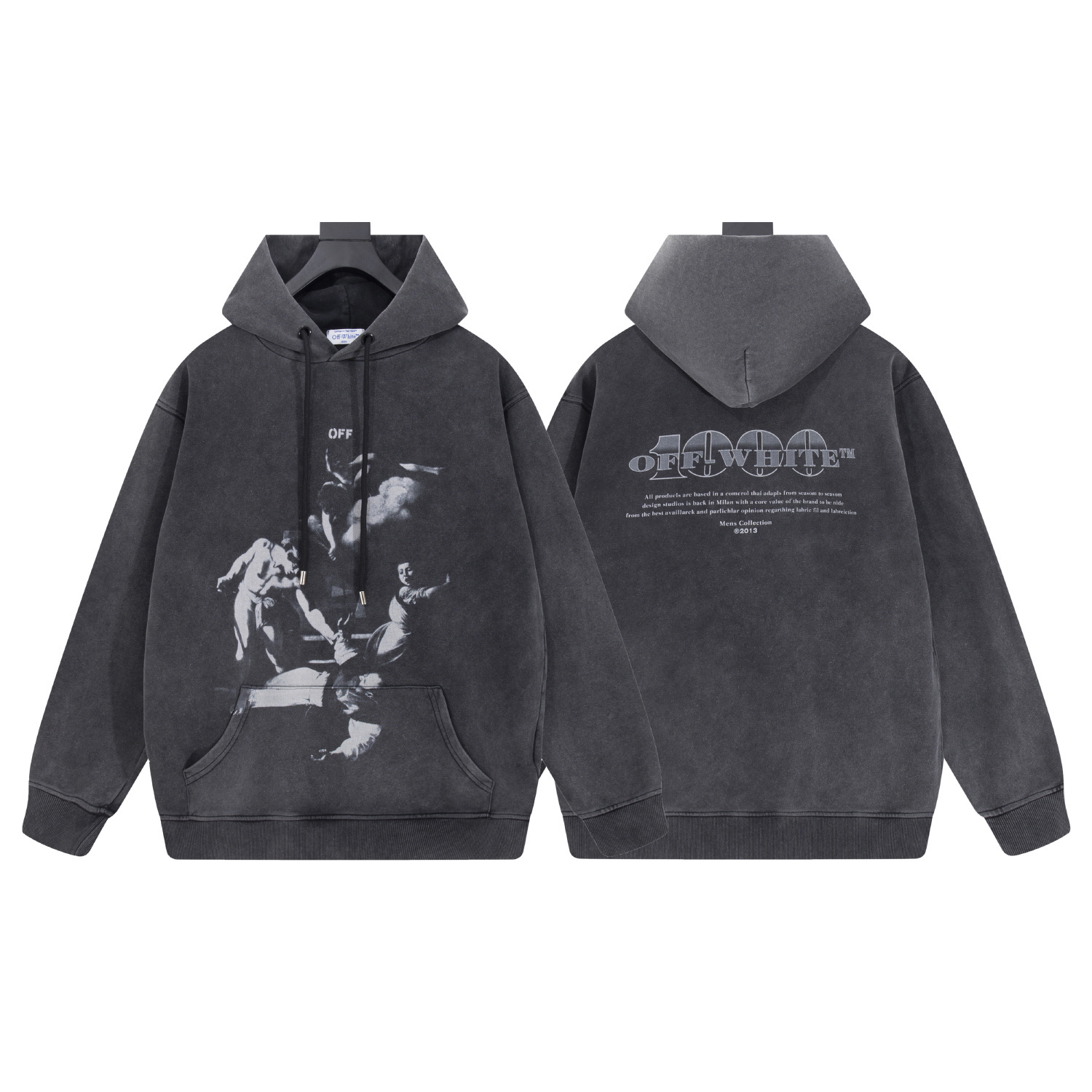 高版本OFF-WHITE 25ss油画印花水洗做旧卫衣