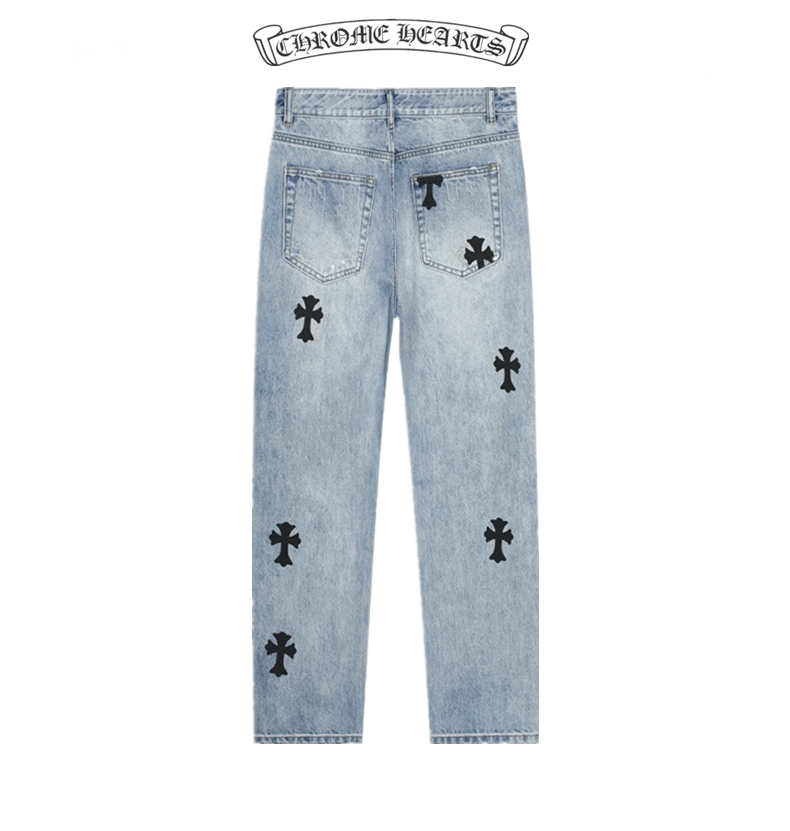 高版本Chrome Hearts 克罗心 十字水洗牛仔裤