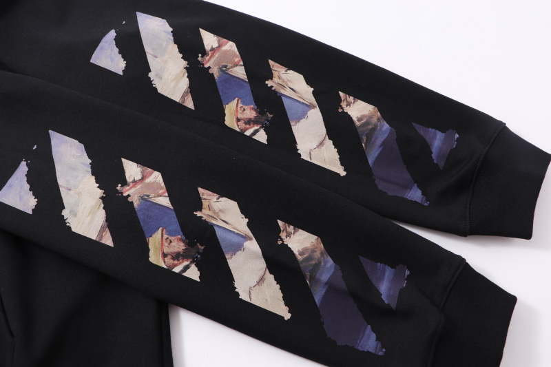 高版本OFF-WHITE C/O VIRGIL ABLOH 19ss莫奈油画箭头印花连帽卫衣