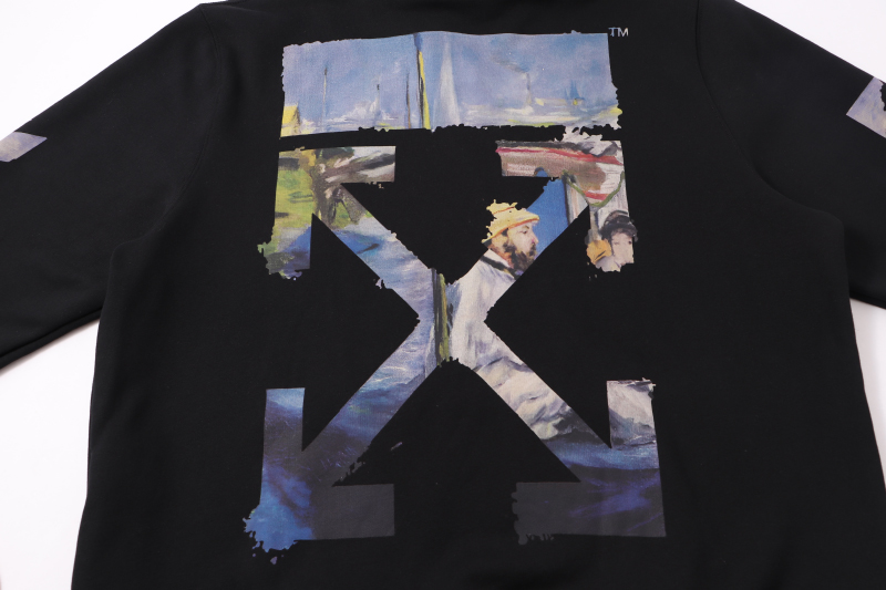高版本OFF-WHITE C/O VIRGIL ABLOH 19ss莫奈油画箭头印花连帽卫衣