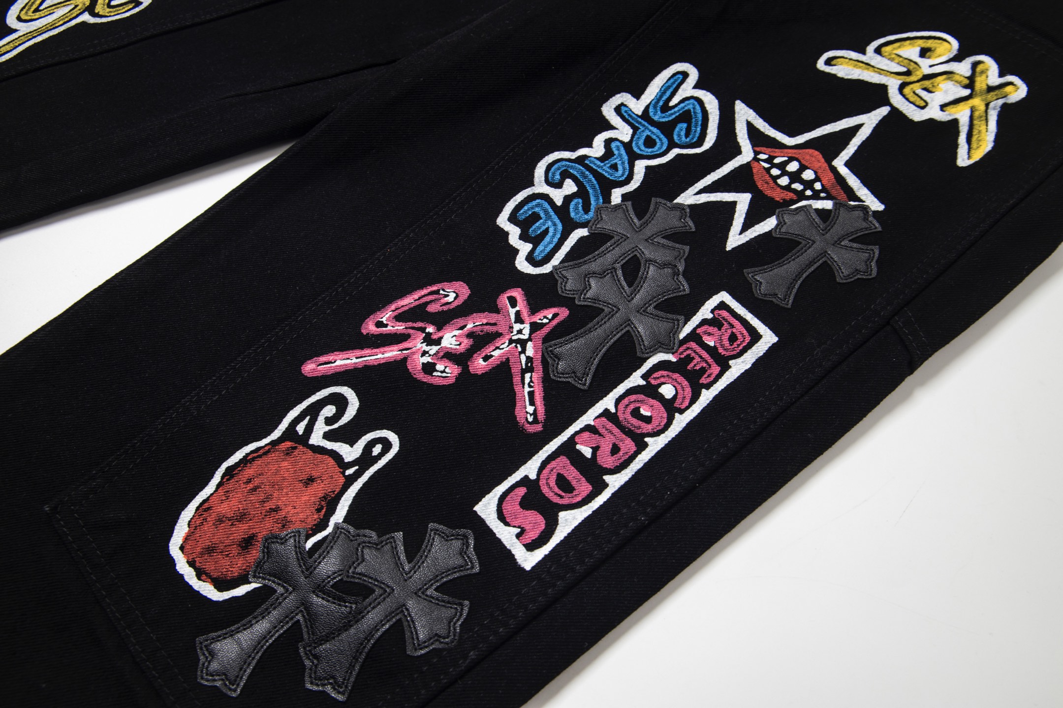 高版本Chrome hearts 克罗心 SexRecords系列涂鸦伐木裤牛仔裤