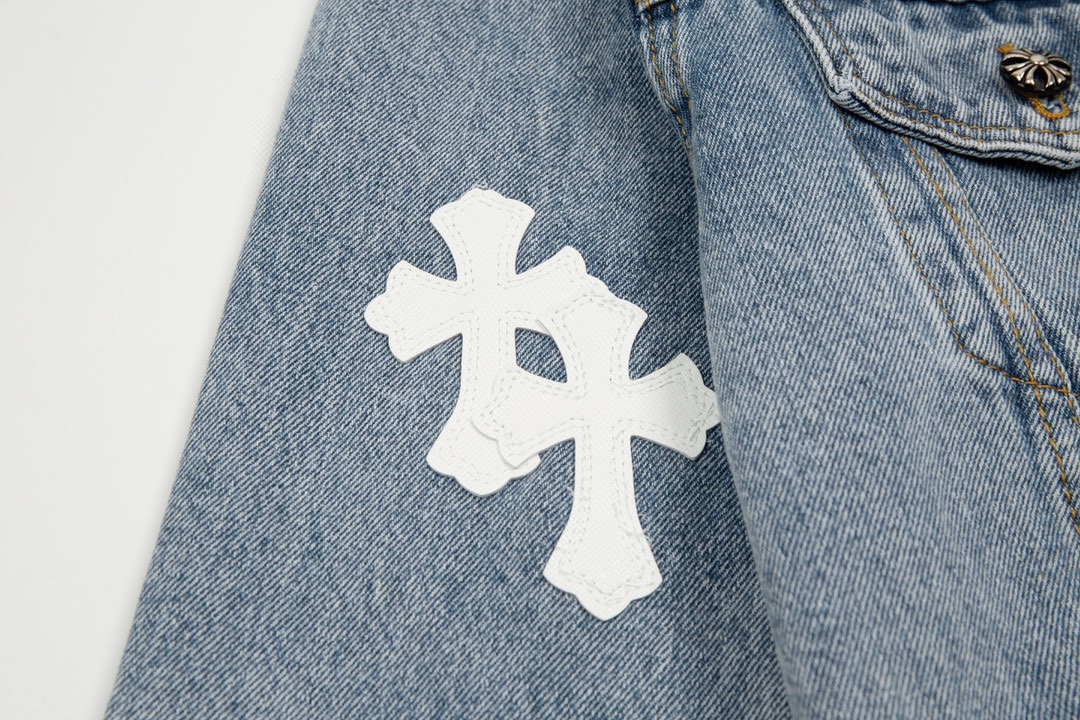 高版本Chrome Hearts克罗心 十字梵文刺绣水洗牛仔外套