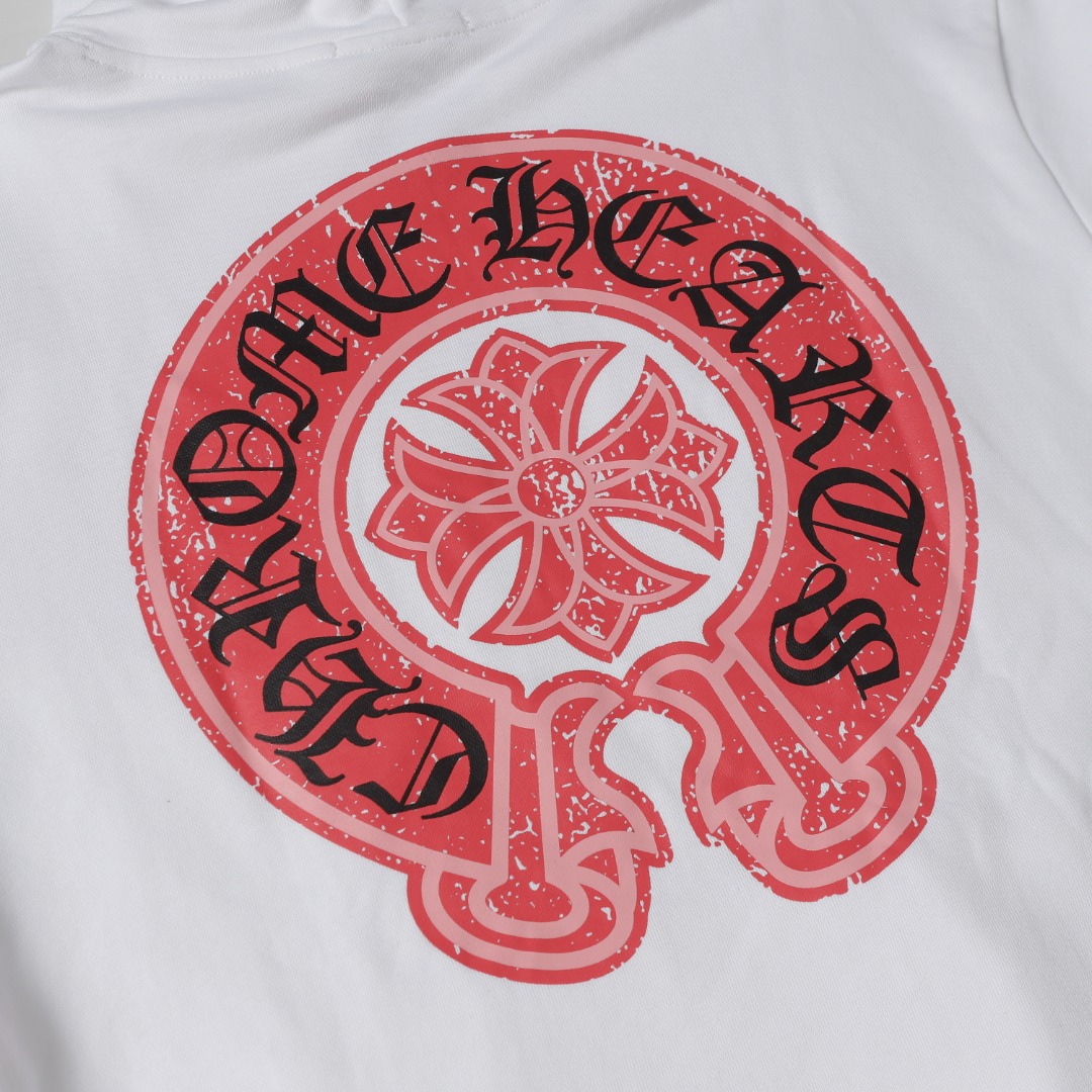 高版本Chrome hearts克罗心 马蹄十字印花连帽卫衣