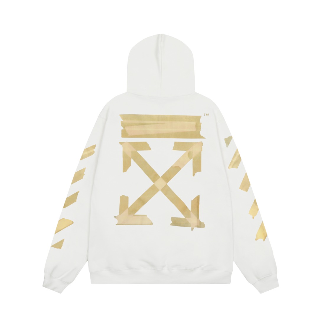 高版本OFF-WHITE C O VIRGIL ABLOH 胶带箭头印花连帽卫衣