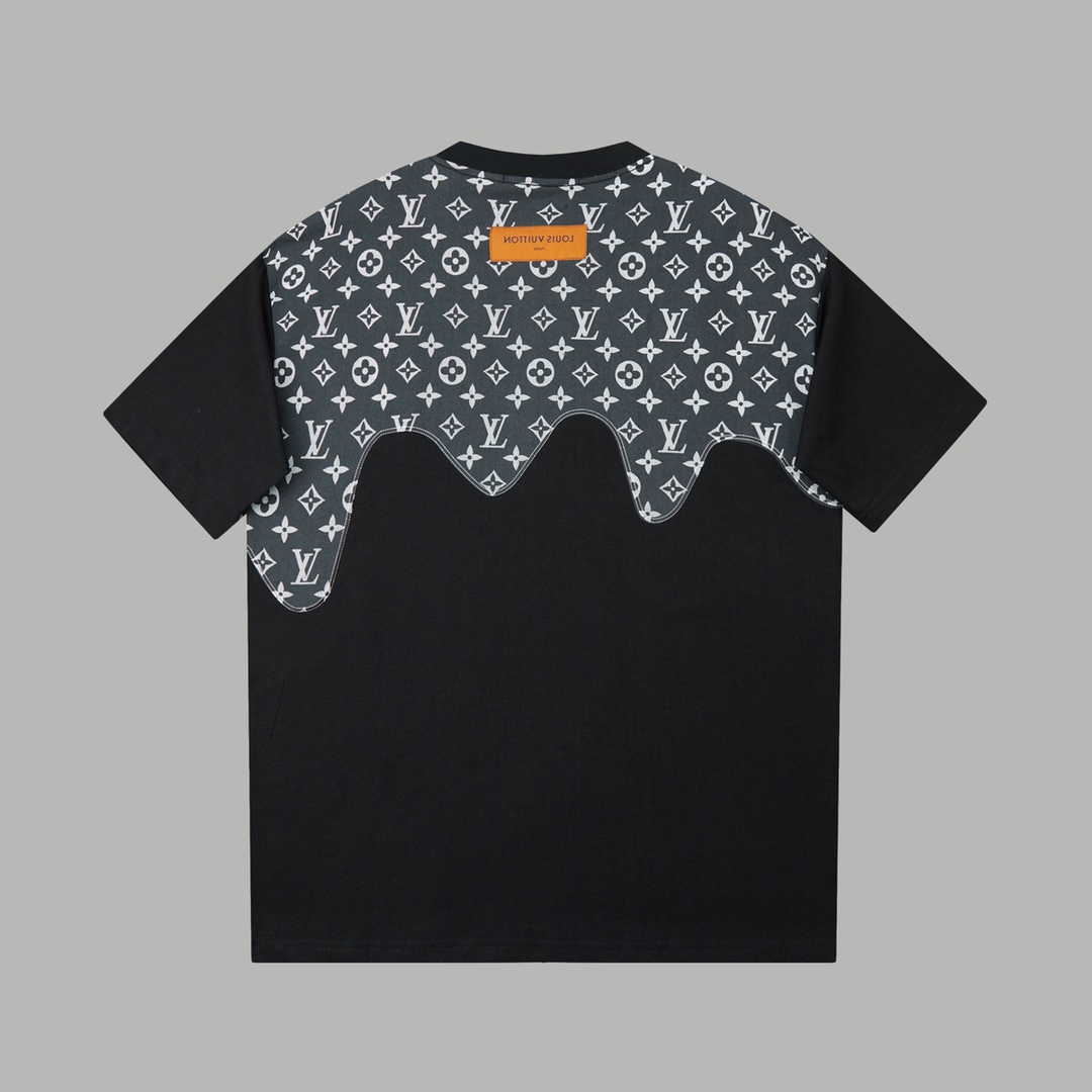 高版本LOUIS VUITTON路易威登 提花logo拼接短袖-Chinese UA Cheap High Quatity Brand Clothes Bags handbags Sneakers wholesale wholesaler seller from China Factory suppliers Fashion Clothing Shoes best Quality Beautiful Price 高版本LOUIS VUITTON路易威登 提花logo拼接短袖