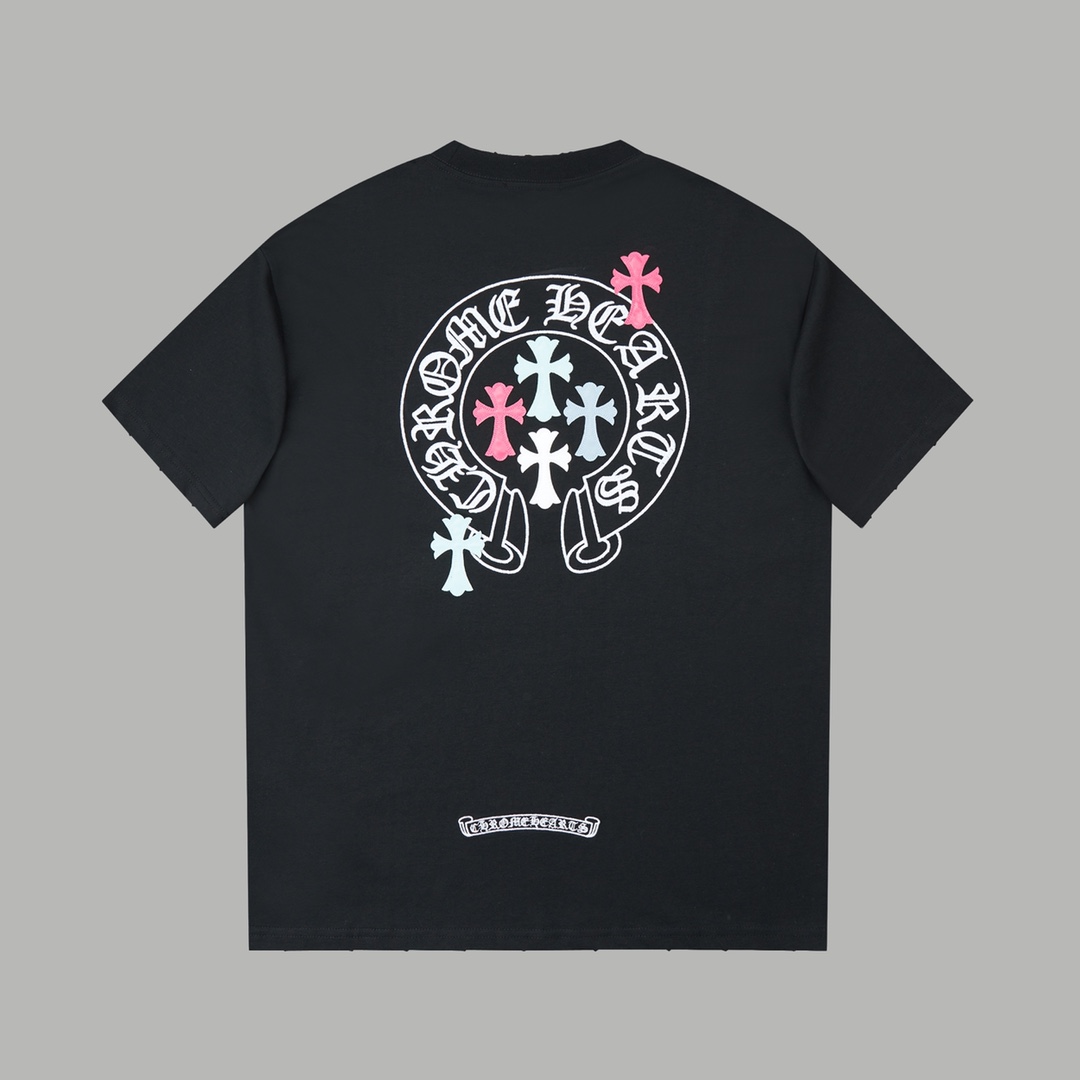 高版本Chrome Hearts克罗心 重工刺绣马蹄十字短袖-Top High Quatity Cheap Sneakers Fashion Clothing Clothes Bags handbags Shoes of all Brand wholesale With The best Quality And Beautiful Price from China Factory Chinese suppliers wholesaler seller 高版本Chrome Hearts克罗心 重工刺绣马蹄十字短袖