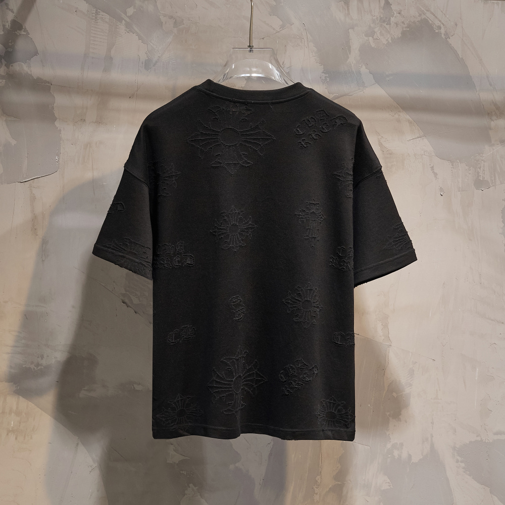 高版本Chrome Hearts克罗心 激光烧花梵文马蹄短袖-Top High Quatity Cheap Sneakers Fashion Clothing Clothes Bags handbags Shoes of all Brand wholesale With The best Quality And Beautiful Price from China Factory Chinese suppliers wholesaler seller 高版本Chrome Hearts克罗心 激光烧花梵文马蹄短袖