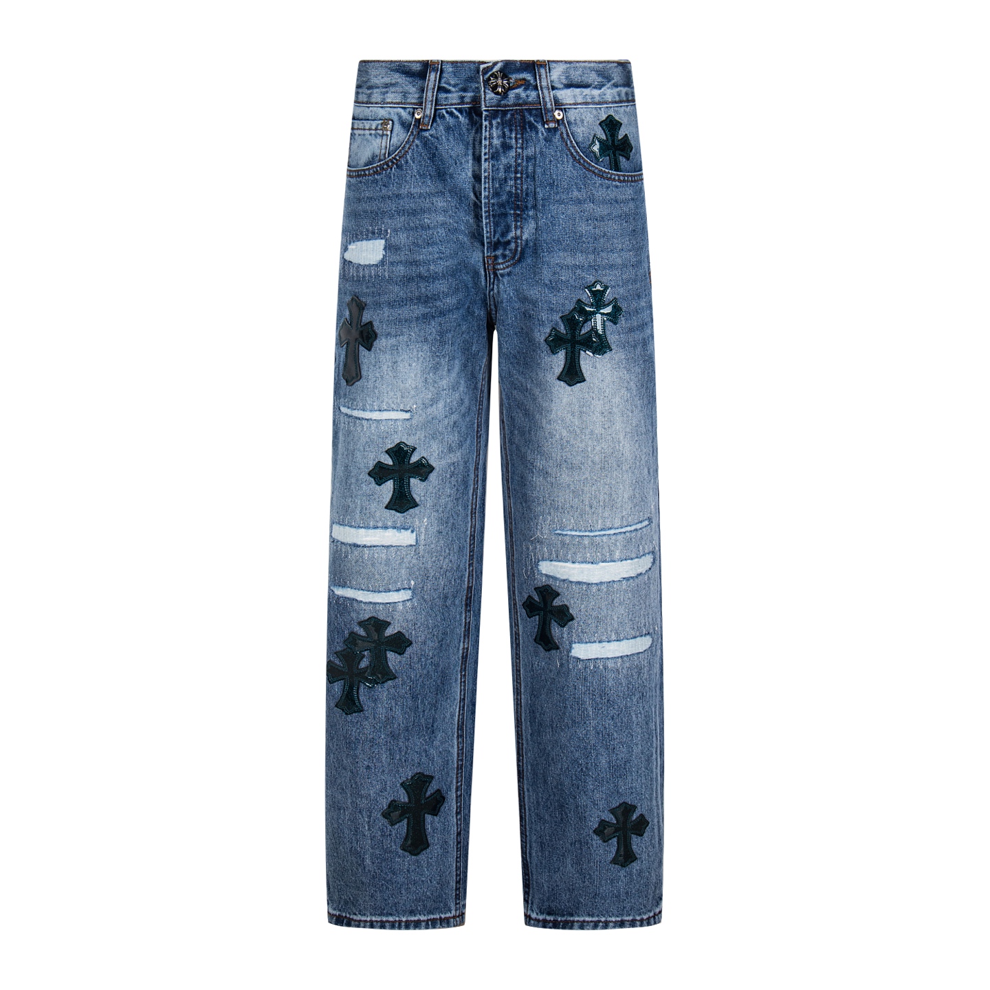 【05508】Chrome Hearts Cross Patch Washed Jeans