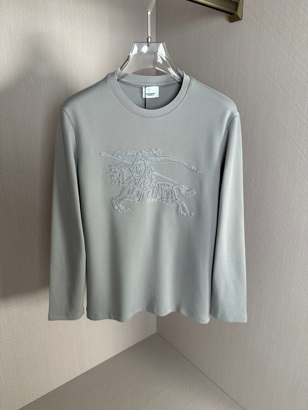 Burberry Clothing T-Shirt Embroidery Unisex Cotton Mercerized Spring/Summer Collection Fashion Long Sleeve