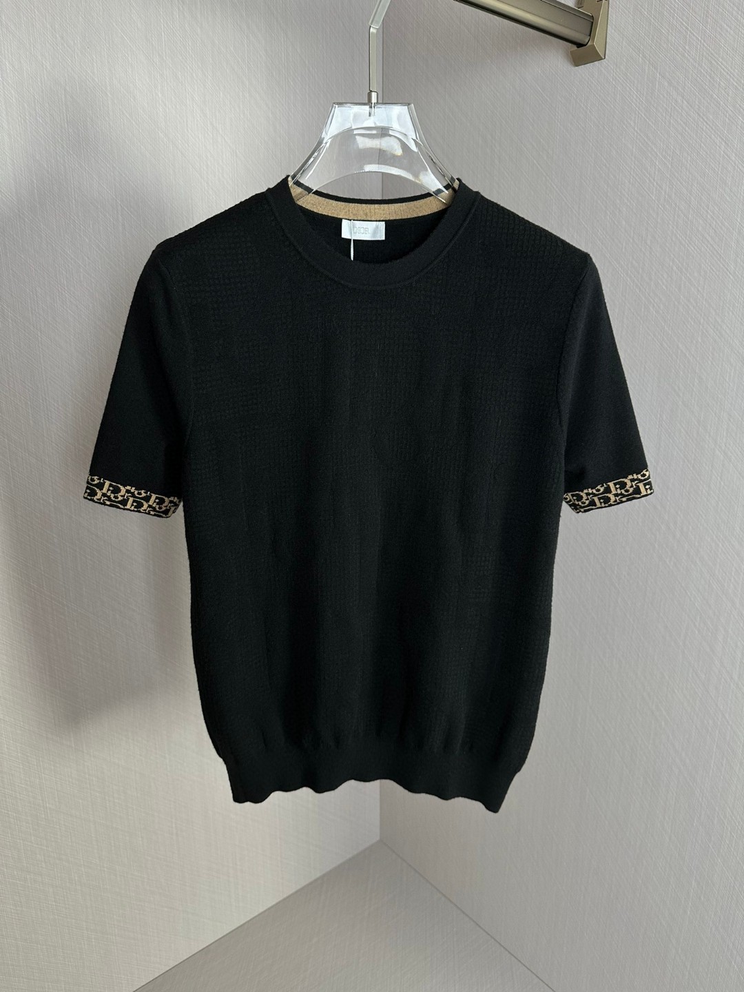 Dior Kleidung Sweatshirts T-Shirt Schwarz Weiß Stricken Wolle Herbstsammlung Fashion Kurzarm