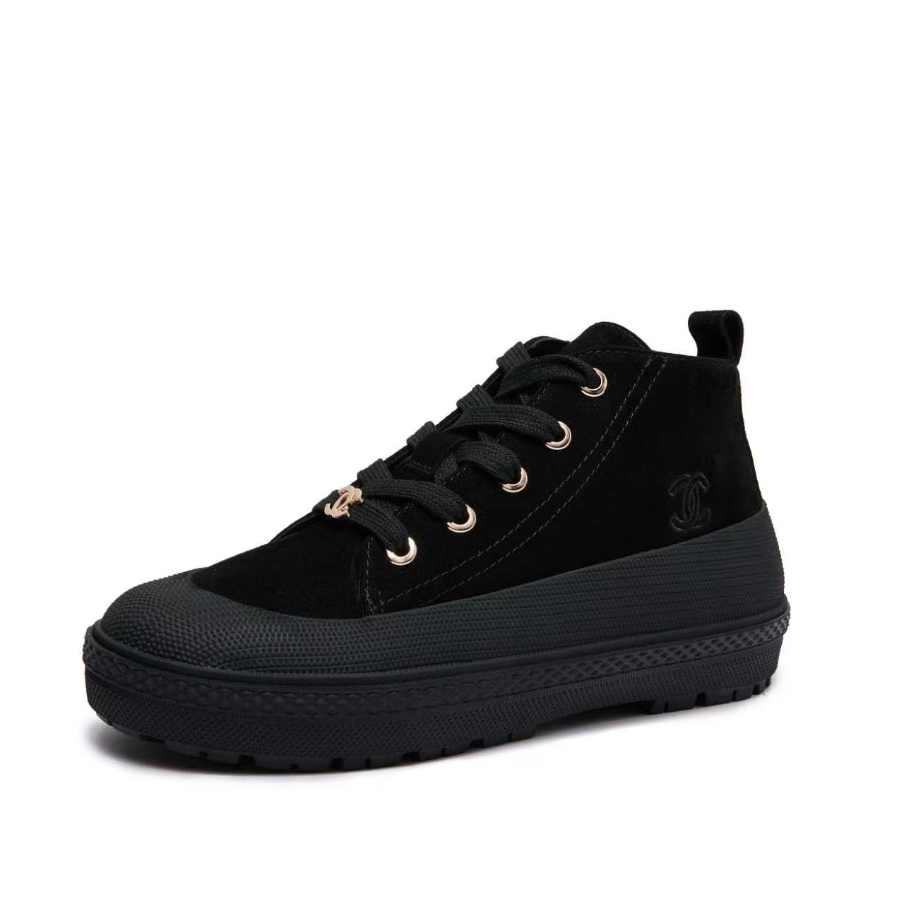 Chanel Black High-Top Platform Sneakers