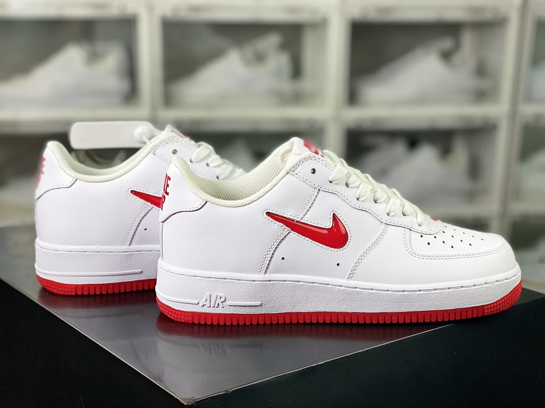 Air Force 1'07 Low Retro ”Color of the Month Red Jewel” Air Force One Sneakers ”Leather White Red Crystal Hook” FN5924-101