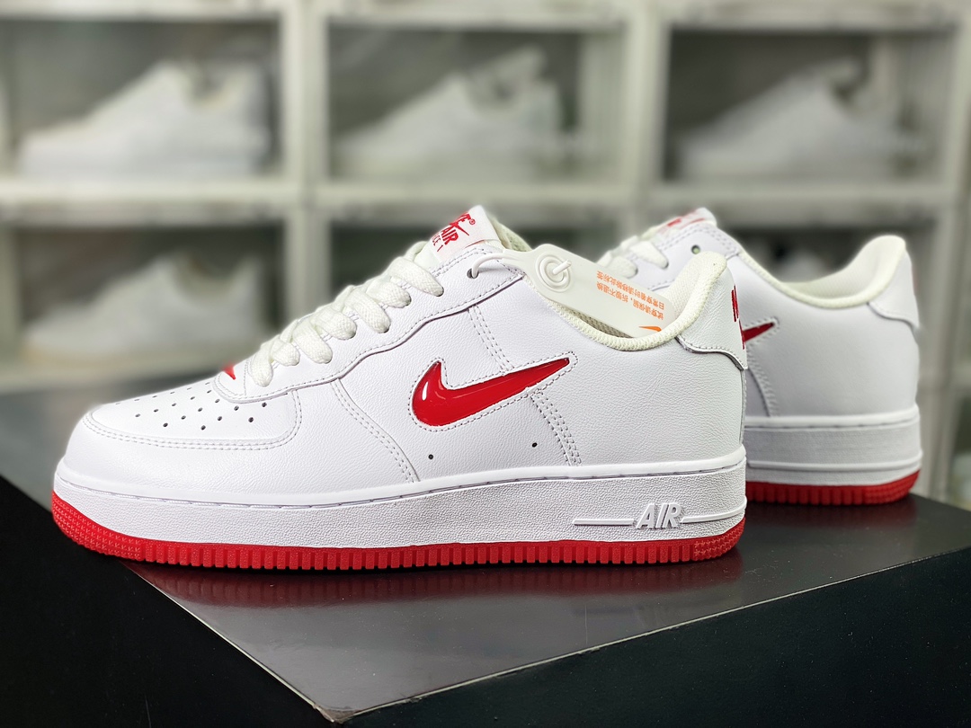 Air Force 1'07 Low Retro ”Color of the Month Red Jewel” Air Force One Sneakers ”Leather White Red Crystal Hook” FN5924-101