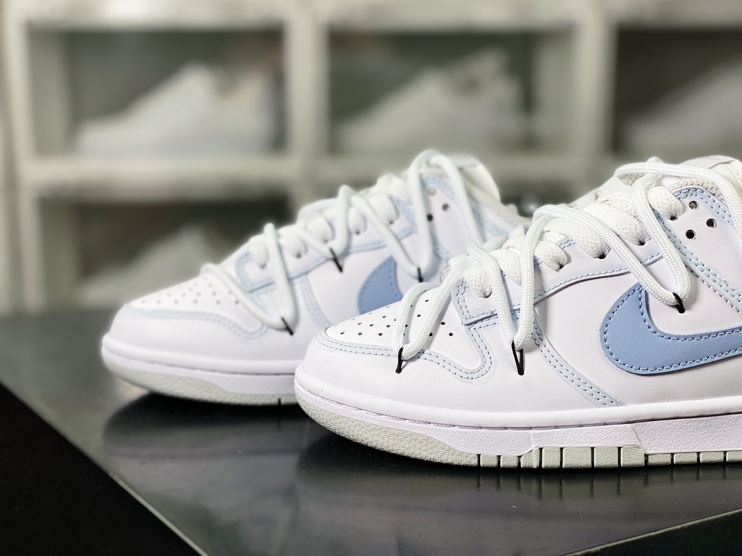 SB Dunk Low ”White/Haze Blue” dunk series low-top casual sports skateboard shoes ”leather white haze blue rope” DH9765-102