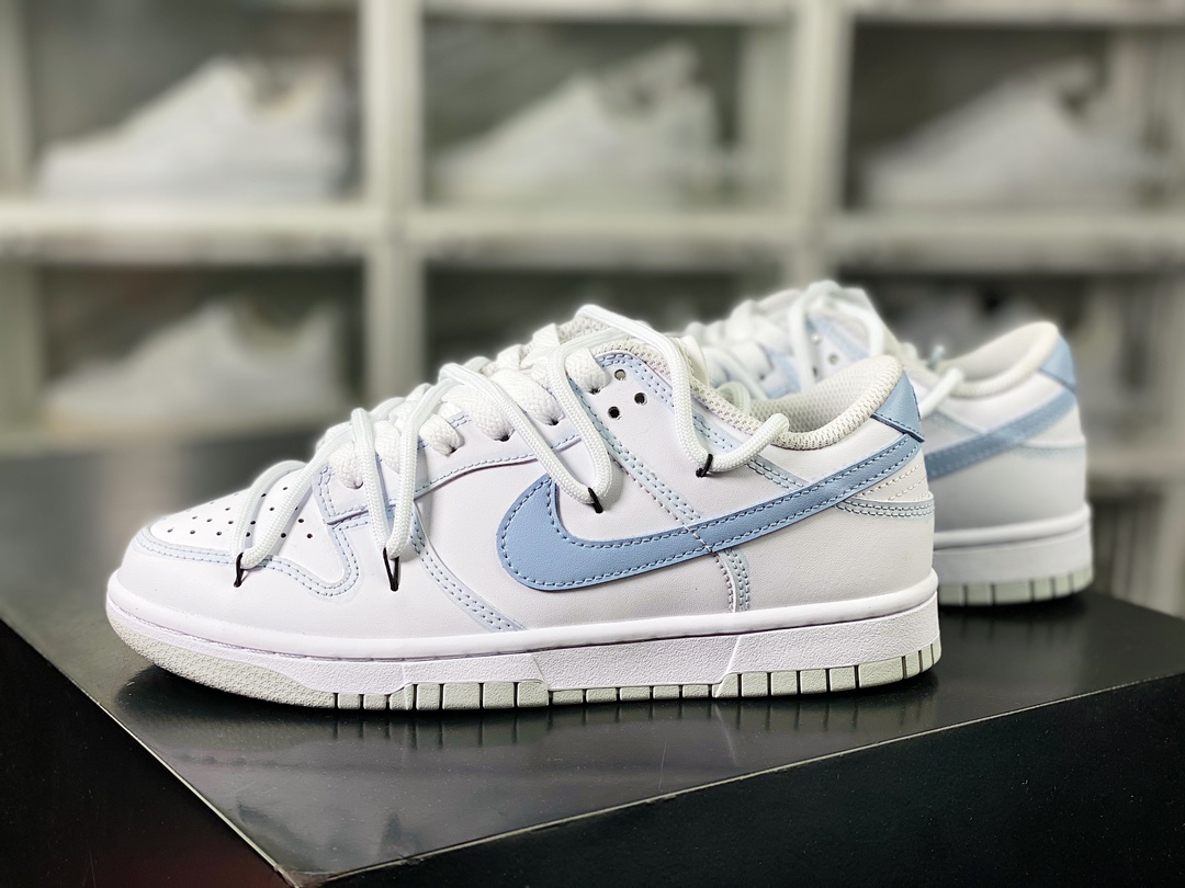 SB Dunk Low ”White/Haze Blue” dunk series low-top casual sports skateboard shoes ”leather white haze blue rope” DH9765-102