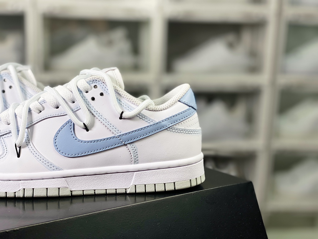 SB Dunk Low ”White/Haze Blue” dunk series low-top casual sports skateboard shoes ”leather white haze blue rope” DH9765-102