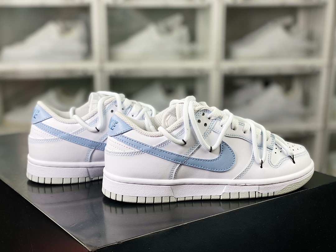 SB Dunk Low ”White/Haze Blue” dunk series low-top casual sports skateboard shoes ”leather white haze blue rope” DH9765-102