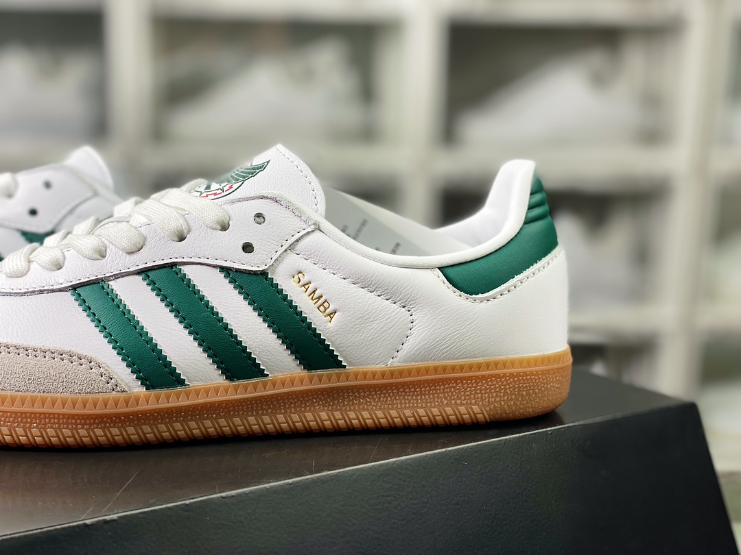 240 Adidas Originals Samba Vegan OG桑巴舞板鞋“白灰绿墨西哥国家队”HQ7036