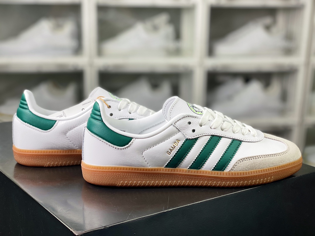 240 Adidas Originals Samba Vegan OG桑巴舞板鞋“白灰绿墨西哥国家队”HQ7036