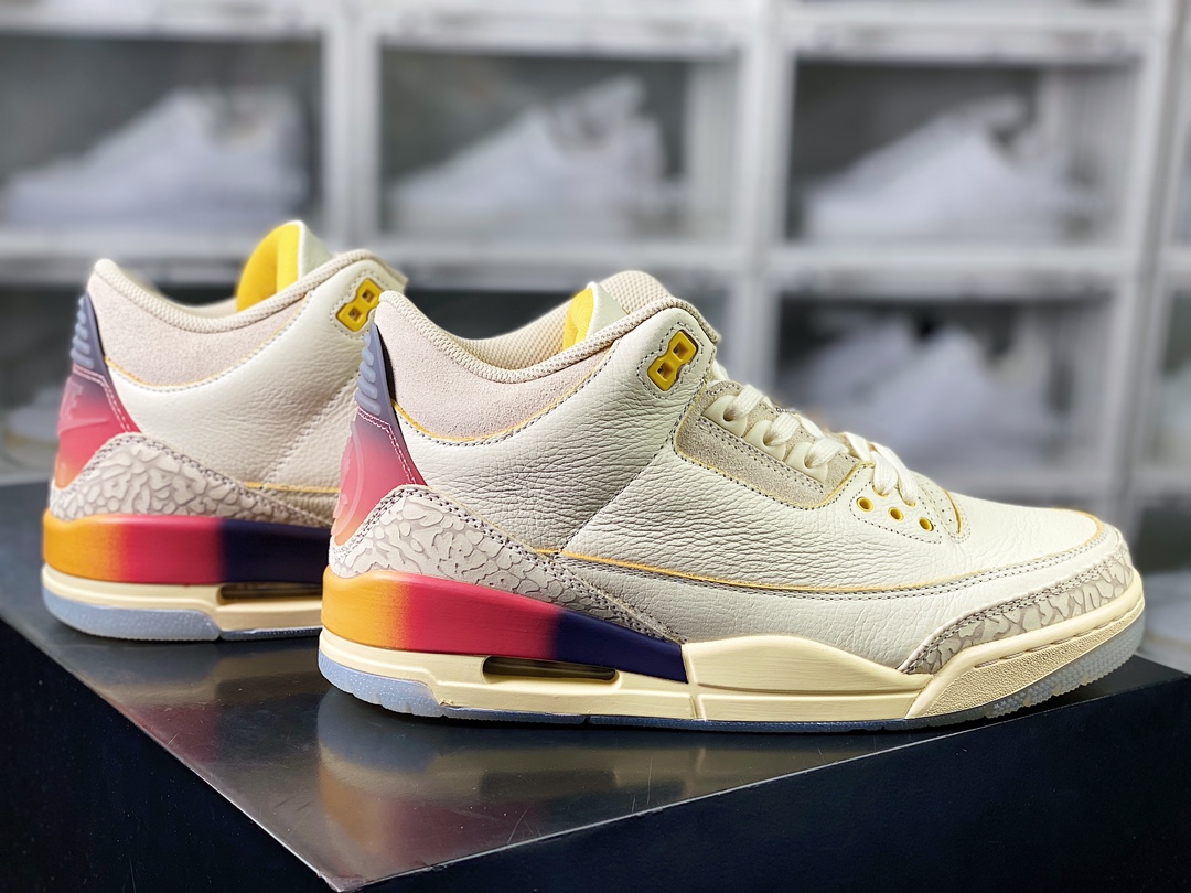 360 Air Jordan 3 Retro SP”Medellín Sunset”迈克尔篮球鞋“联名白蓝红粉紫日落渐变做旧”FN0344-901