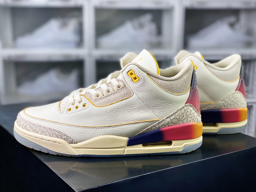 360 Air Jordan 3 Retro SP”Medellín Sunset”迈克尔篮球鞋“联名白蓝红粉紫日落渐变做旧”FN0344-901