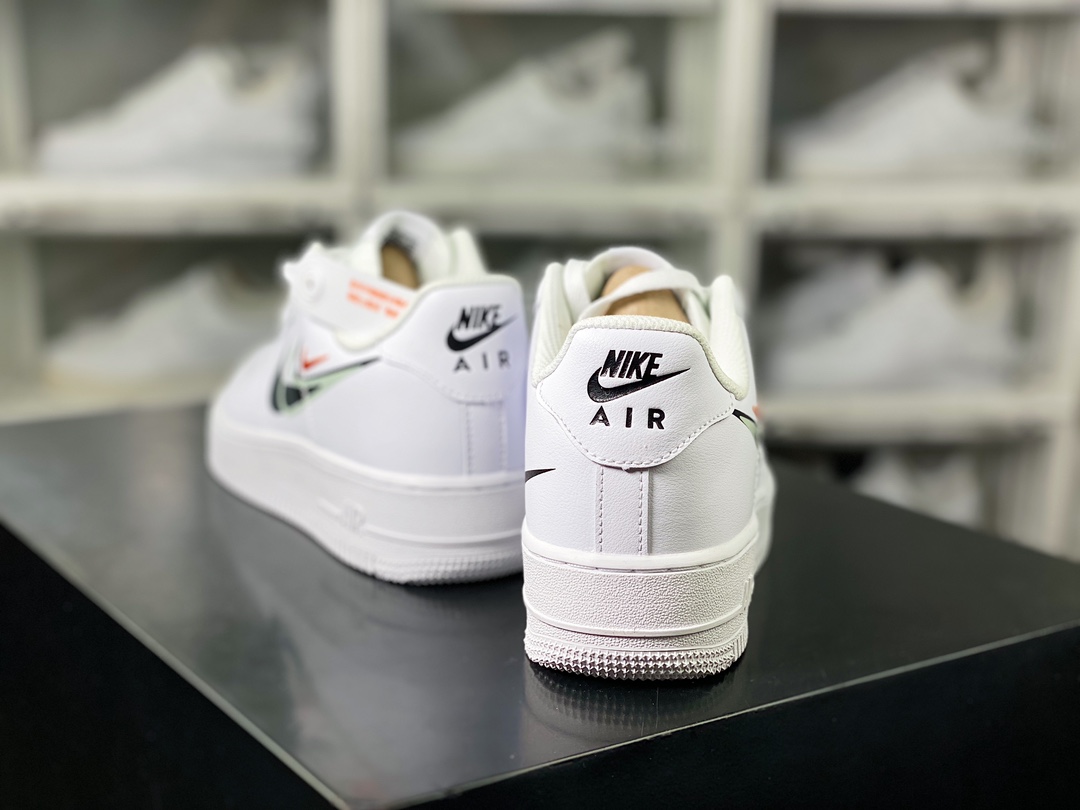 200  Air Force 1'07 Low”Multi Swoosh”空军一号经典板鞋“皮革白黑绿四钩子”FN7807-100