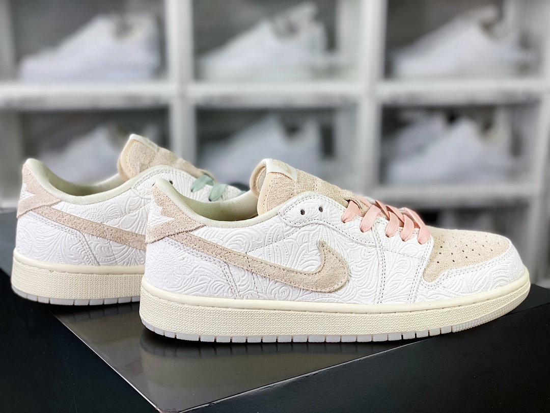 200  Air Jordan 1 Retro Low OG"Give Them Flowers"AJ1乔丹一代篮球鞋“白灰花卉暗纹图案”FZ0455-200