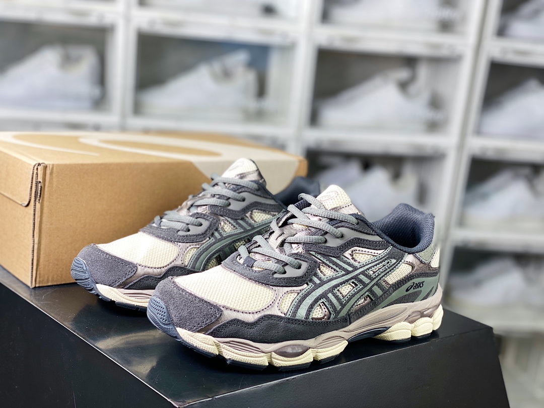 220 亚瑟士/Asics Gel-NYC 系列低帮复古休闲运动慢跑鞋“黑深灰银米黄”1201A789-750