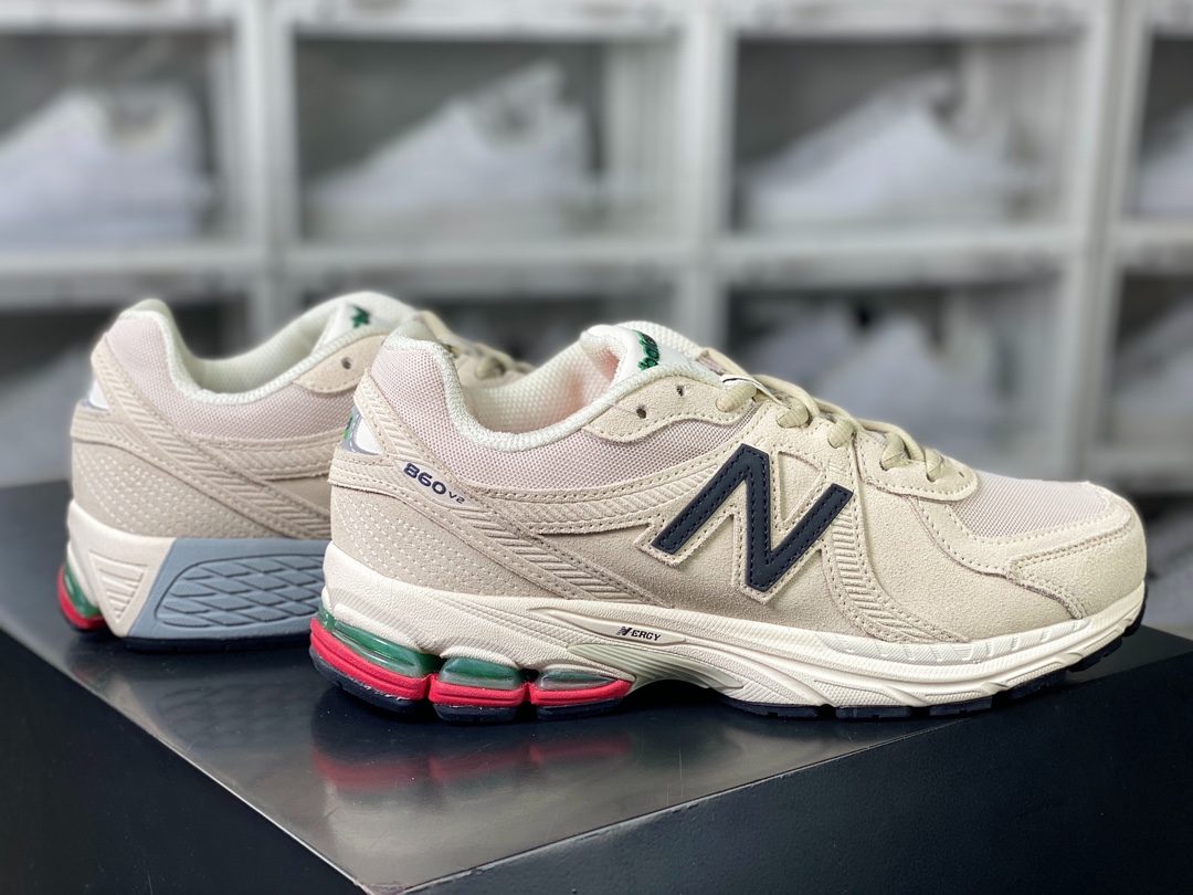 220 New Balance ML860 V2系列低帮经典复古老爹风休闲运动慢跑鞋“麂皮奶白黑绿红”ML860XG