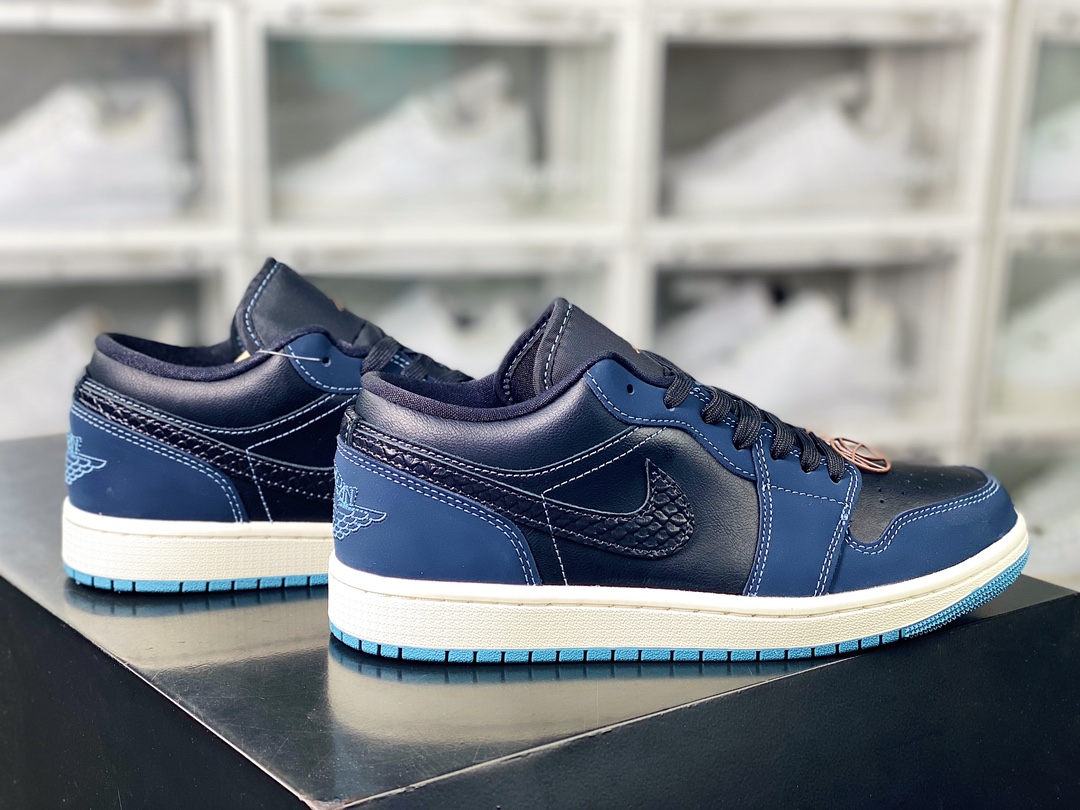 220 Air Jordan 1 Low"Black Blue Aqua"AJ1乔丹一代低帮篮球鞋“藏蓝黑蛇纹钩子”FJ5478-010