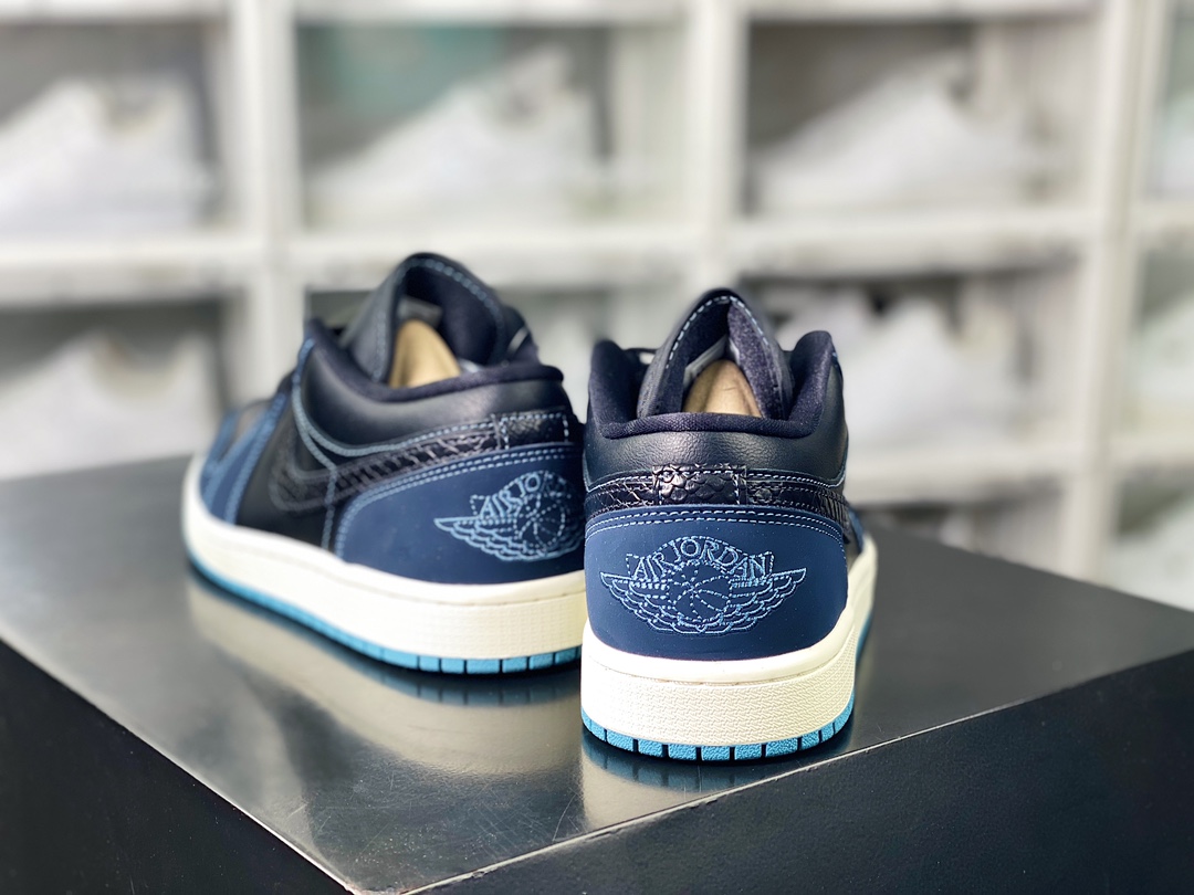 220 Air Jordan 1 Low"Black Blue Aqua"AJ1乔丹一代低帮篮球鞋“藏蓝黑蛇纹钩子”FJ5478-010