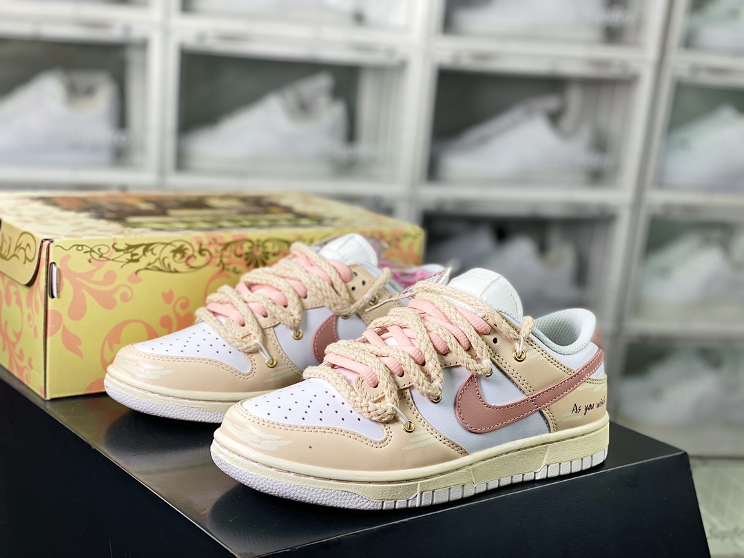 260 SB Dunk Low GS”Rose Pink/White”扣篮系列低帮经典板鞋“玫瑰粉白绑绳”DH9765-100