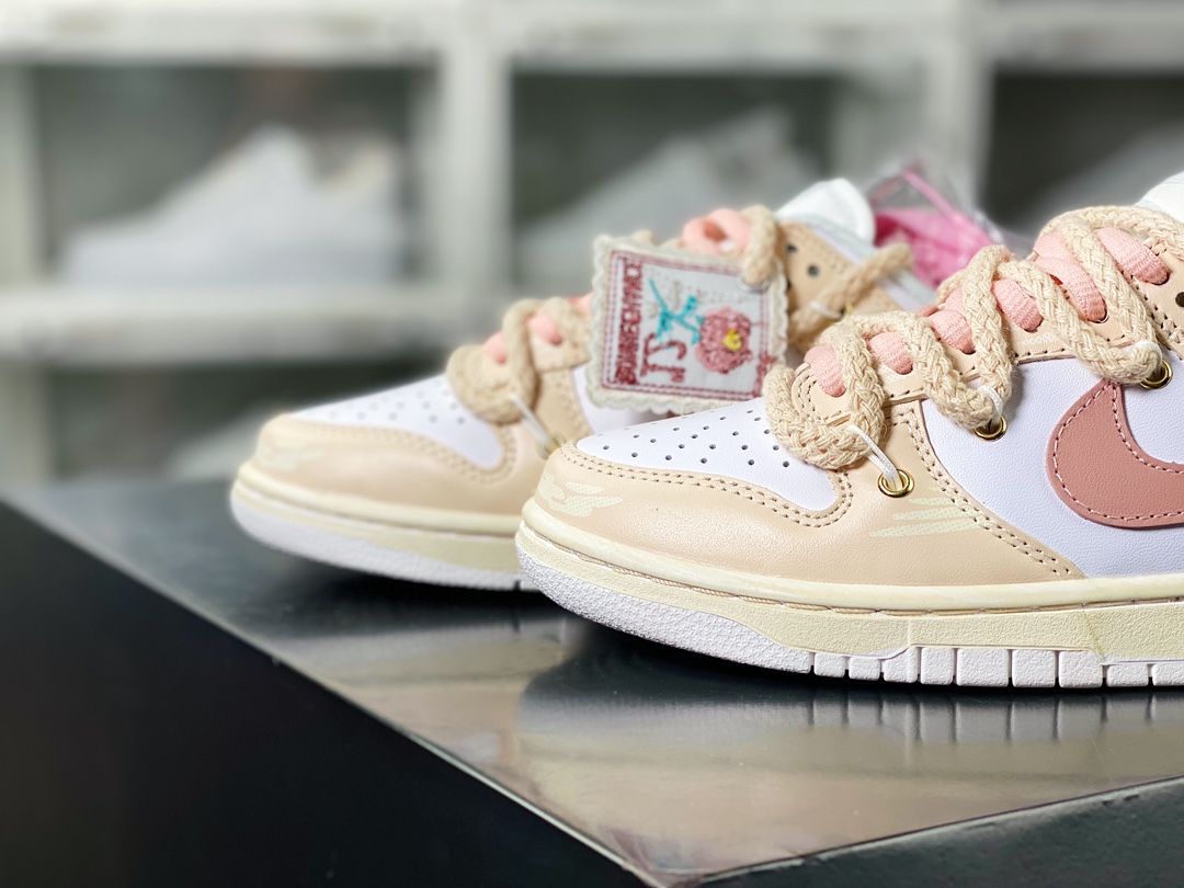 260 SB Dunk Low GS”Rose Pink/White”扣篮系列低帮经典板鞋“玫瑰粉白绑绳”DH9765-100