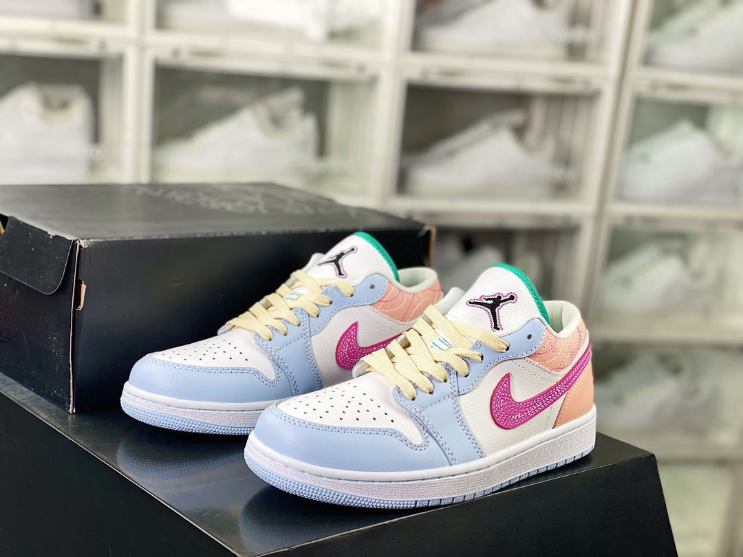 200 Air Jordan 1 Low SE”Sashiko Multi-Color”AJ1乔丹一代低帮经篮球鞋“米粉蓝刺绣”FV3623-151