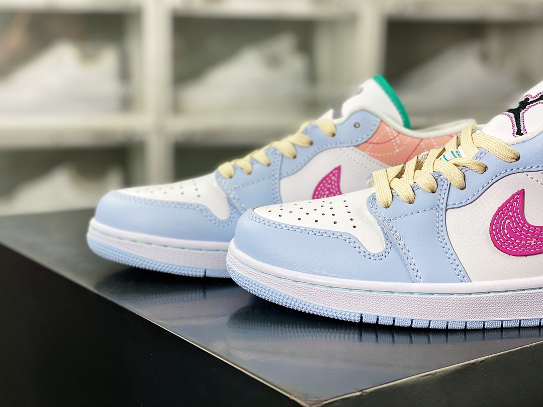 200 Air Jordan 1 Low SE"Sashiko Multi-Color"AJ1乔丹一代低帮经篮球鞋“米粉蓝刺绣”FV3623-151