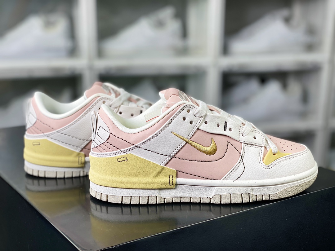 220 Dunk Low Disrupt 2”Pink Oxford”轻量扣篮滑板板鞋“浅粉白黄解构”DV4024-001