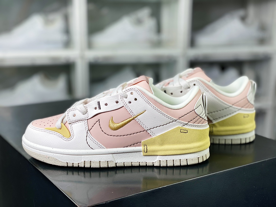 220 Dunk Low Disrupt 2”Pink Oxford”轻量扣篮滑板板鞋“浅粉白黄解构”DV4024-001