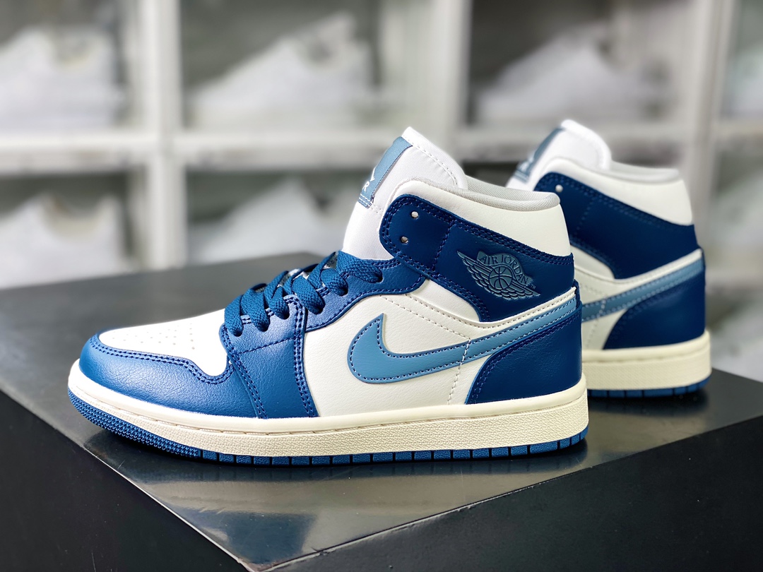 260  Wmns Air Jordan 1 Mid GS”UNC”AJ1乔丹一代中帮篮球鞋“北卡蓝白蓝”BQ6472-414