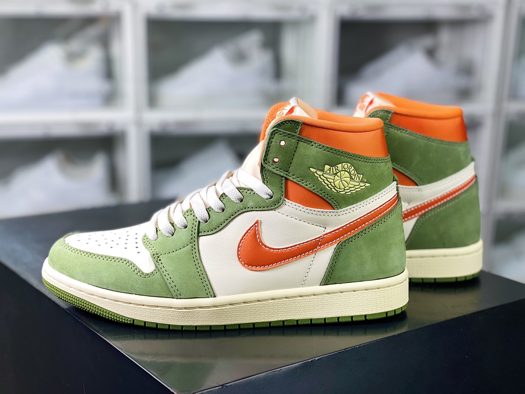 350  Air Jordan 1 Retro High OG Craft”Celadon”AJ1代经典复古经典高帮篮球鞋“军绿白橙”FB9934-300