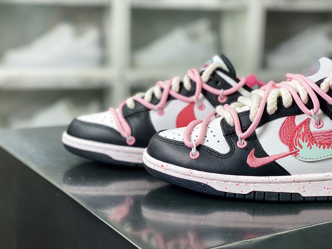 260  SB Dunk Low"Multi-Color/Swoosh"扣篮系列低帮板鞋“告白黑白粉火焰绑绳三钩子”FD4623-157