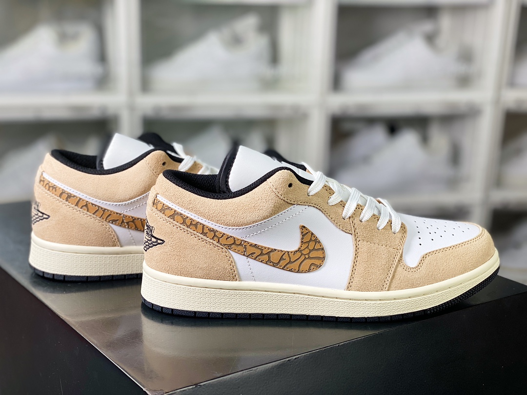 Air Jordan 1 Low SE ”Brown Elephant Print” AJ1 Jordan first generation low-top classic basketball shoes ”Brown and white elephant cracked pattern” DZ4130-201