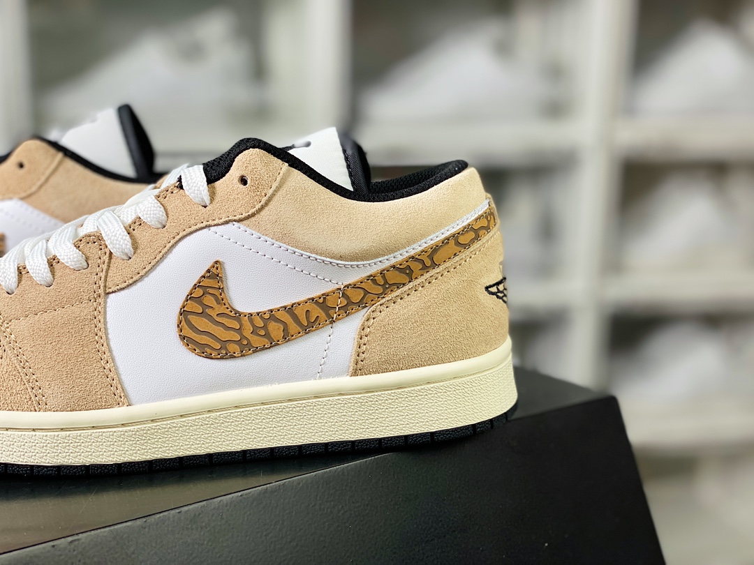 Air Jordan 1 Low SE ”Brown Elephant Print” AJ1 Jordan first generation low-top classic basketball shoes ”Brown and white elephant cracked pattern” DZ4130-201