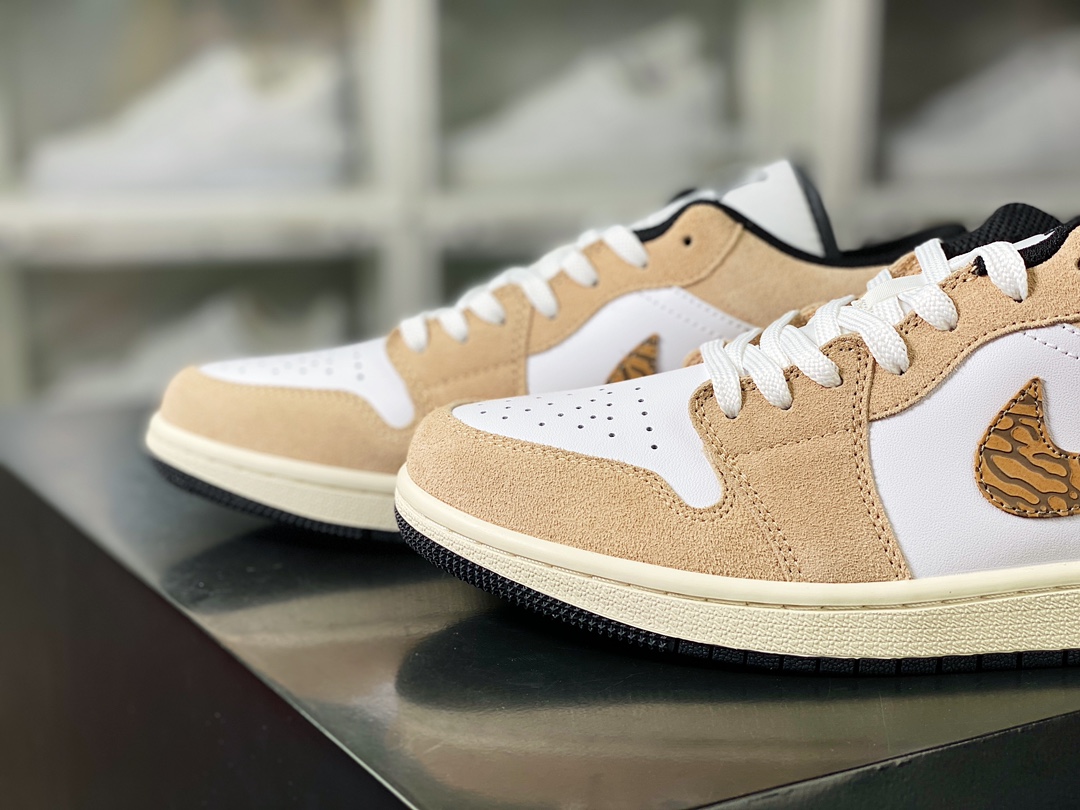 Air Jordan 1 Low SE ”Brown Elephant Print” AJ1 Jordan first generation low-top classic basketball shoes ”Brown and white elephant cracked pattern” DZ4130-201