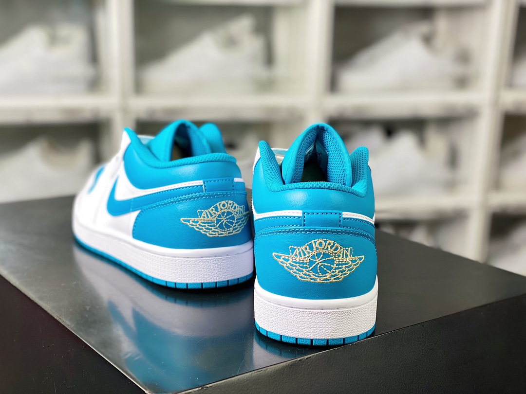 Air Jordan 1 Low ”White/Teal” AJ1 Jordan first generation low-top classic basketball shoes ”White Blue North Carolina Blue” 553558-174