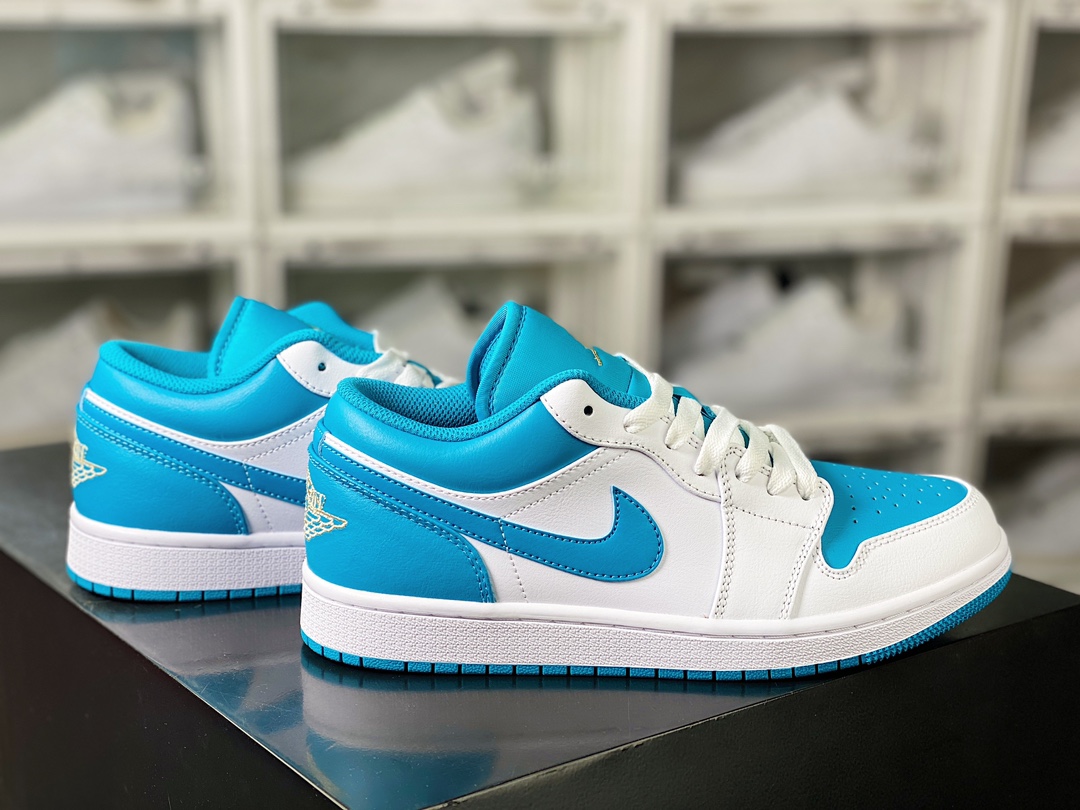 Air Jordan 1 Low ”White/Teal” AJ1 Jordan first generation low-top classic basketball shoes ”White Blue North Carolina Blue” 553558-174