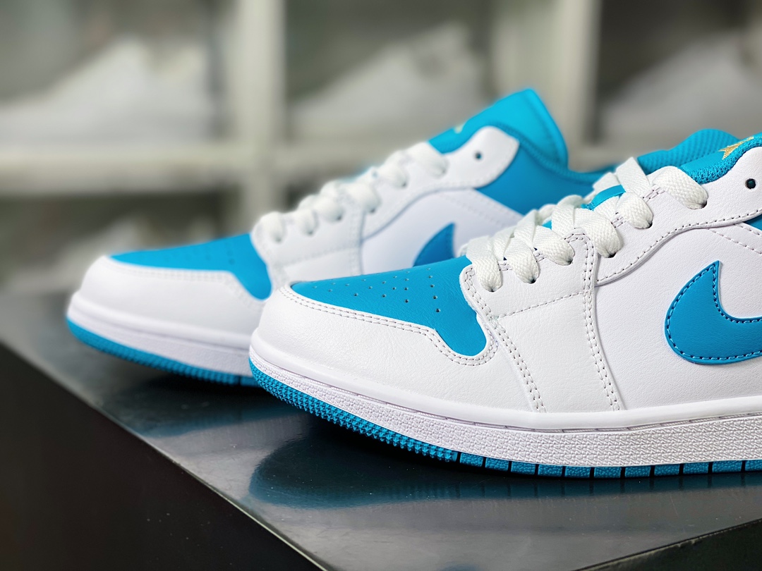 Air Jordan 1 Low ”White/Teal” AJ1 Jordan first generation low-top classic basketball shoes ”White Blue North Carolina Blue” 553558-174