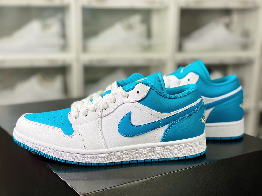 Air Jordan 1 Low ”White/Teal” AJ1 Jordan first generation low-top classic basketball shoes ”White Blue North Carolina Blue” 553558-174